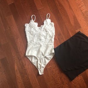 Scalloped lace bodysuit